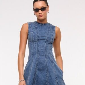 The A&F Mila High-Neck Denim Mini Dress